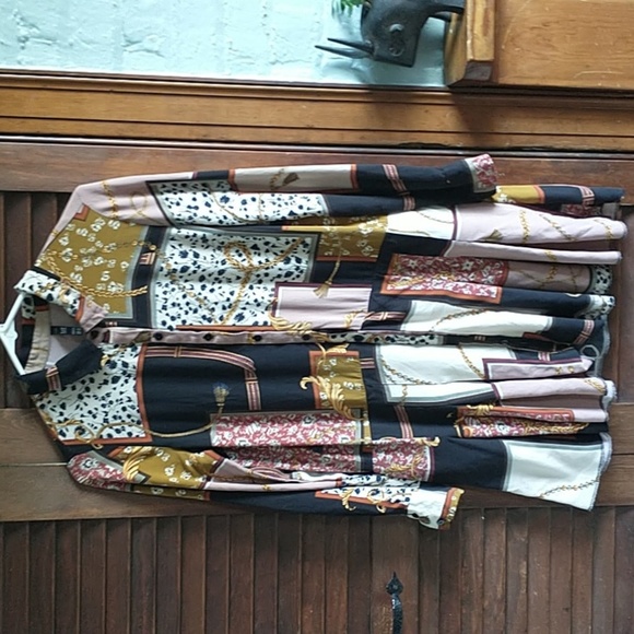 Zara TRF geometric patchwork chain print Retro mod shift dress size medium - Picture 6 of 10